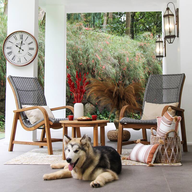 Cambridge Casual Dunham 3-piece Teak Wood Patio Chat Set - FREE Pillow