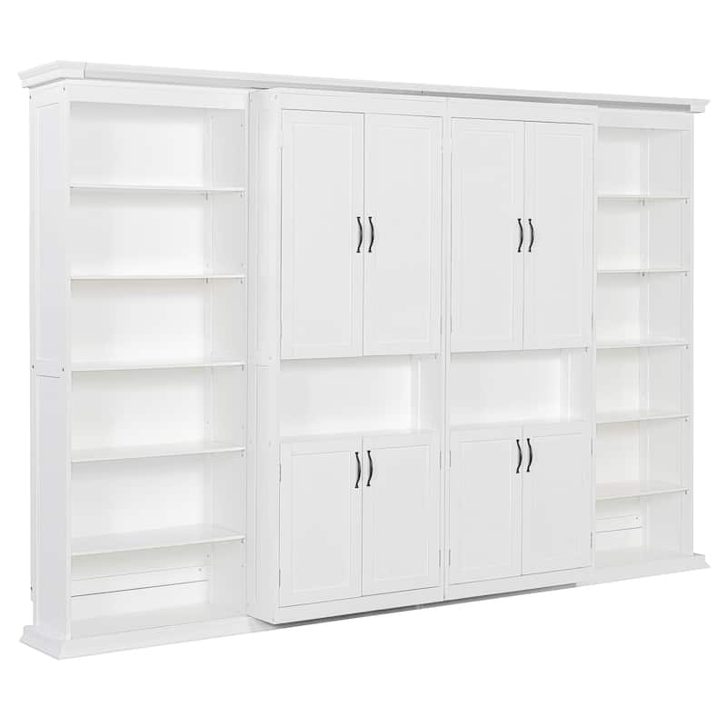 Murphy Bed Heavy Duty Cabinet Bed with Storage Shelves Queen Size