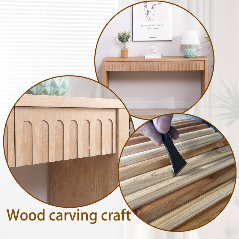 59.2" Entryway Modern Console Table with 4 Drawers in Natural