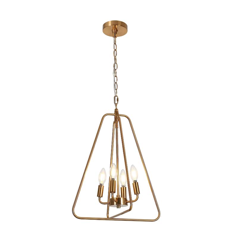 Dsmll Mid-century Modern 4-Light Chandelier Black Gold Lantern Pendant Lights for Dining Room