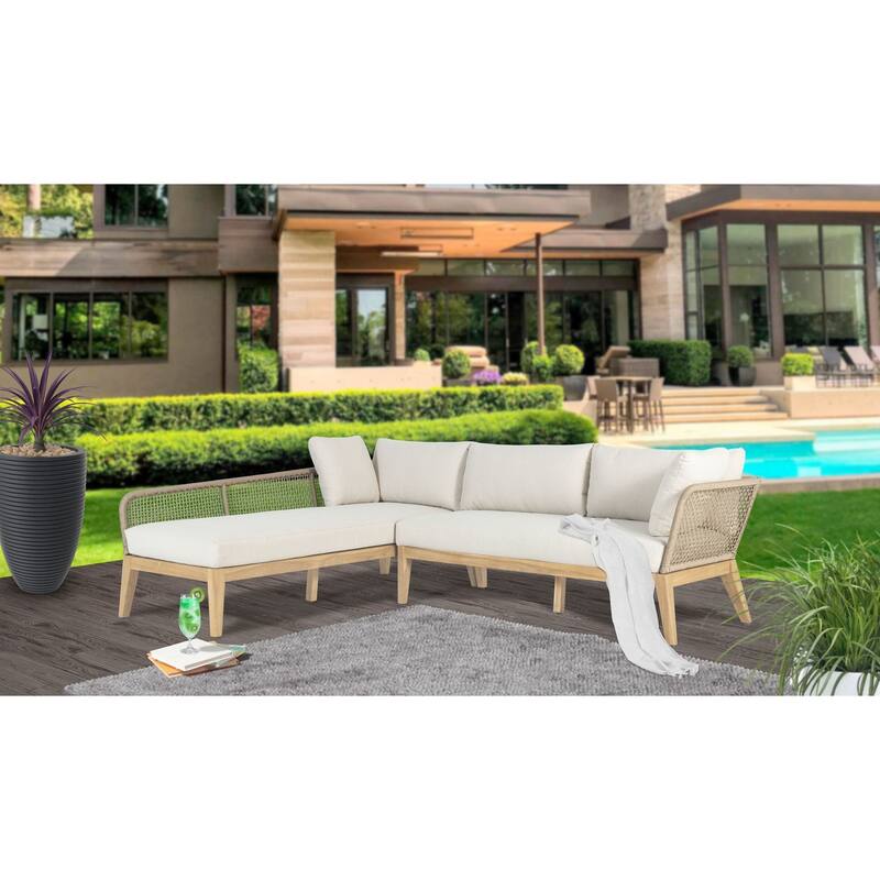 Cypress Teak Wood 2-piece Left Arm Chaise Outdoor Sectional