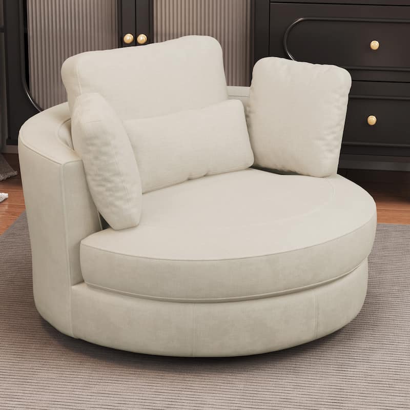 50.2"W Accent Barrel Chair,360° Swivel Club Chair with Metal Base