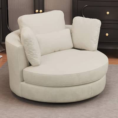 50.2"W Accent Barrel Chair,360° Swivel Club Chair with Metal Base