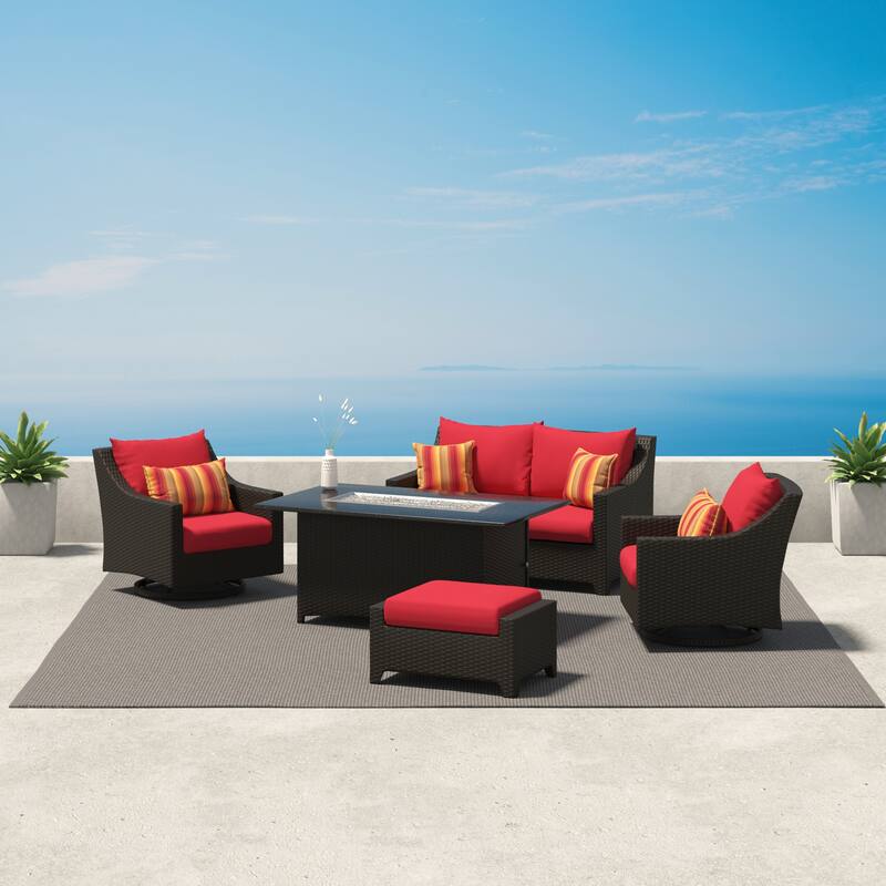 Deco 5 Piece Sunbrella Outdoor Patio Love & Motion Club Fire Set