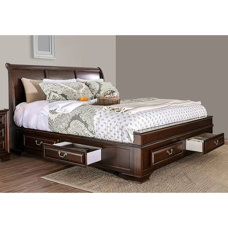 Eastern King Size Bed with 6 Drawers, Brown