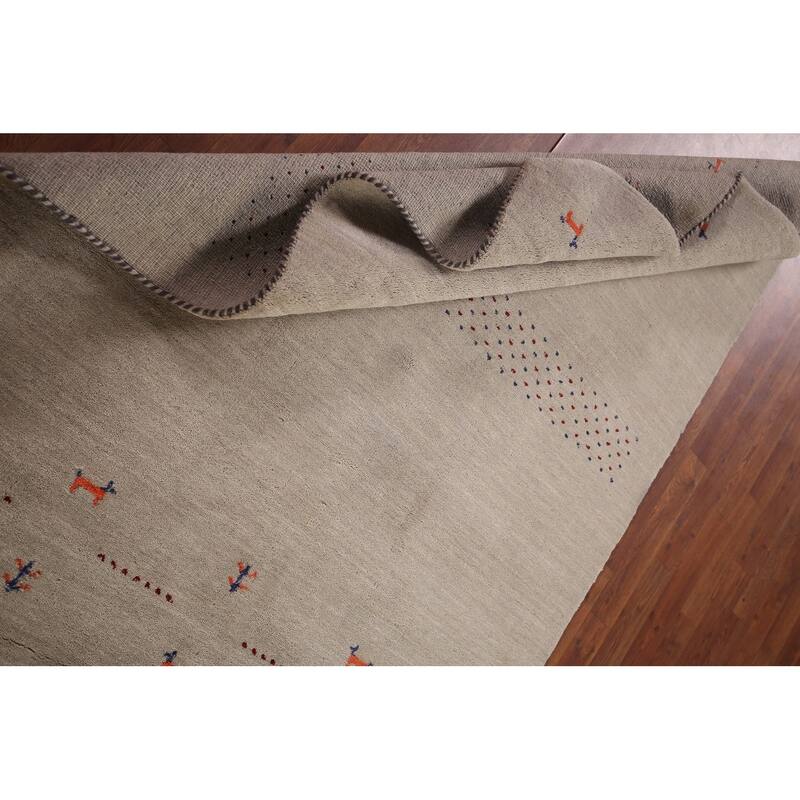 Beige Gabbeh Indian Area Rug Handmade Wool Carpet - 4'7"x 6'6"