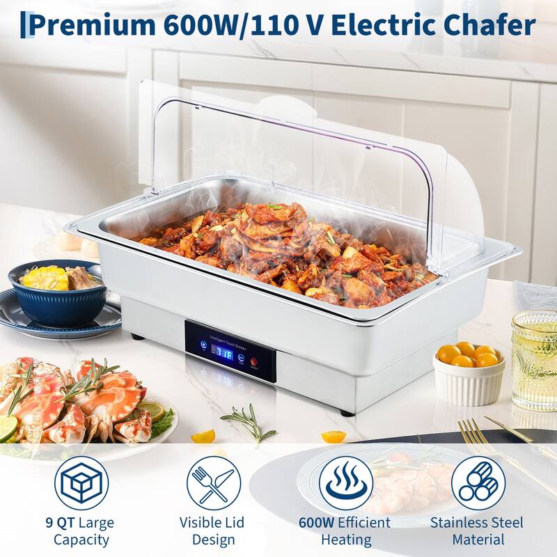 9 QT Electric Chafing Dish Buffet Set, Food Warmer for Parties, Banquets, Buffets - Full Pan