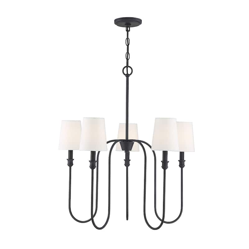 Meridian M10077 5 Light 27" Wide Chandelier with Fabric Shade
