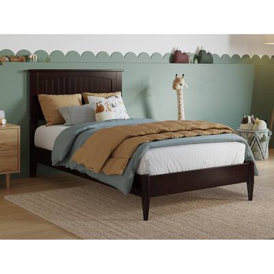 Solid Wood Low Profile Platform Bed - Twin Size, Espresso Finish, Modern Bedroom Furniture