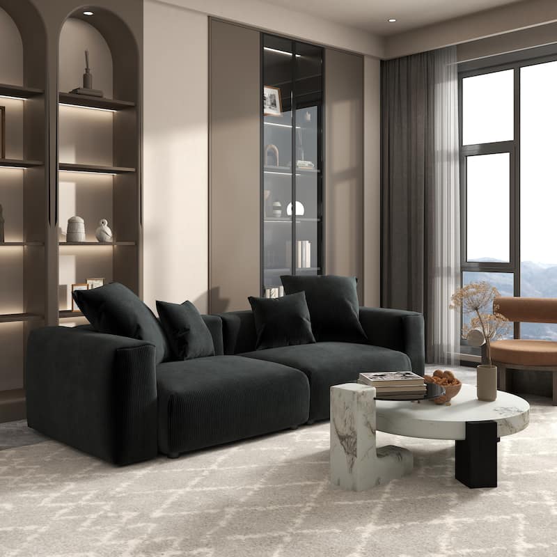 102" Oversized Corduroy Sectional Sofa Modern Wide Couch