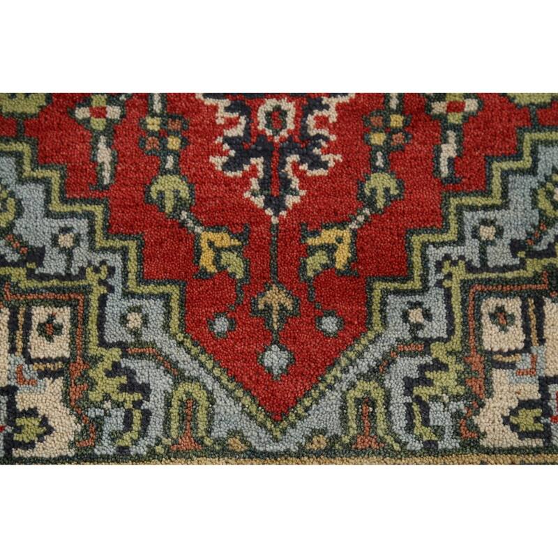 Geometric Heriz Serapi Indian Accent Rug Hand-Knotted Wool Carpet - 3'0"x 4'11"