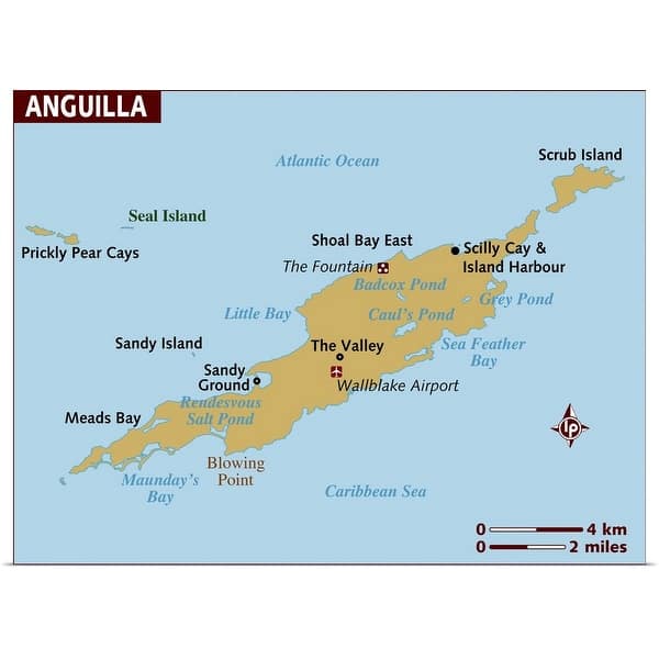 Map Of Anguilla Poster Print Overstock