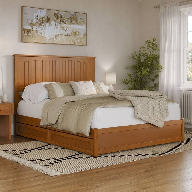 Malta Platform Bed with Panel Footboard and Storage Drawers