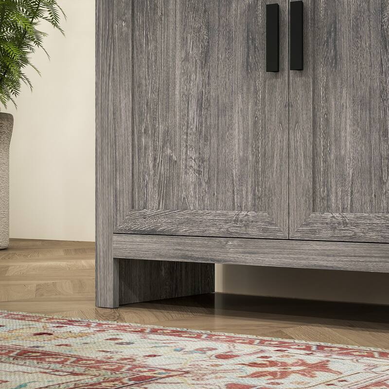 HOMCOM 64" Kitchen Pantry Cabinet, Freestanding Storage Cabinet with 4 Doors and 3 Adjustable Shelves for Dining Room