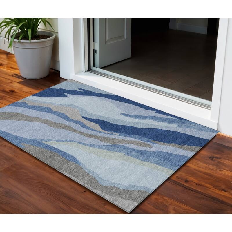 HomeRoots Abstract Transitional Rectangle Outdoor Rug - 3' x 5'