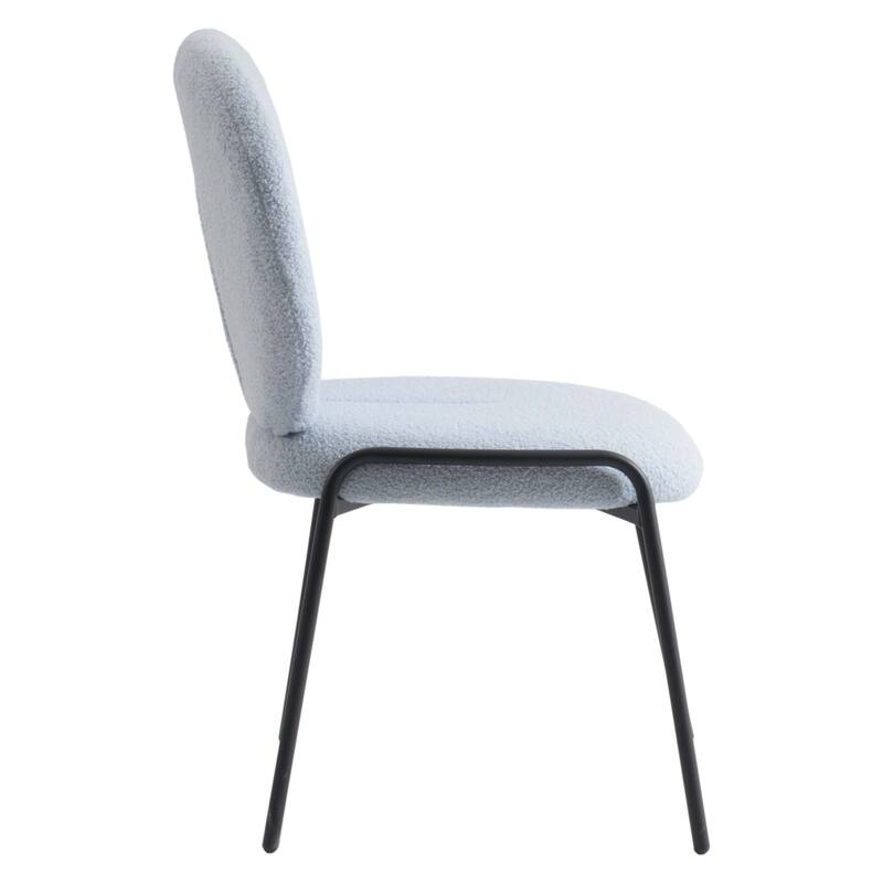 Celestial Boucle Dining Side Chair in Black Iron Frame