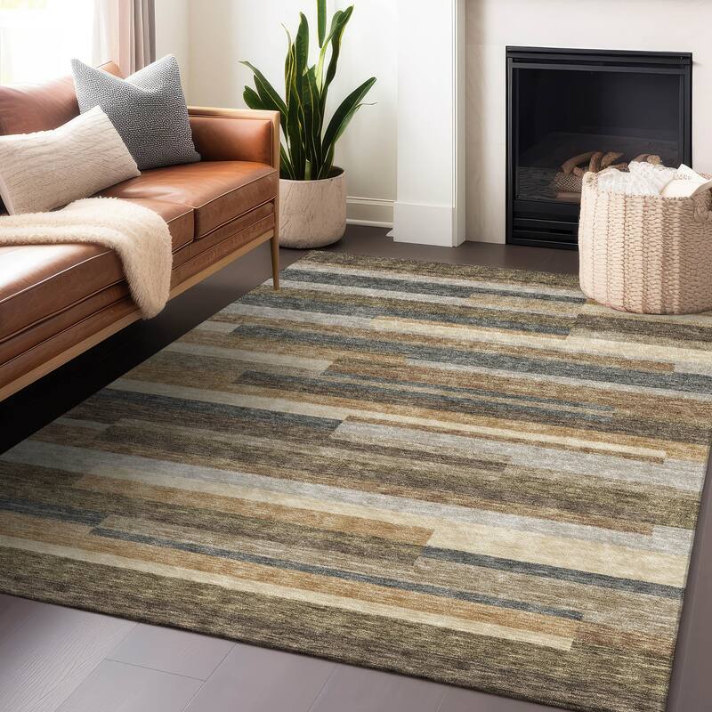 Premium Washable Super Soft Stripes Stacked Mayfield Rug