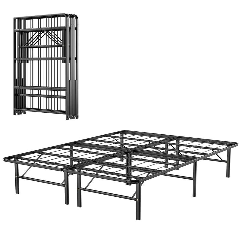 Gymax 14'' Twin/Full/Queen Size Metal Platform Bed Foldable Mattress - Queen