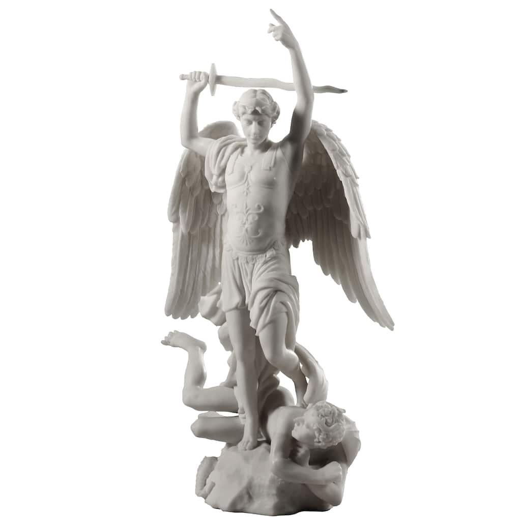 Veronese Design 14.96" H ARCHANGEL MICHAEL AND THE DEVIL (FRANCISQUE JOSEPH DURET) White Resin