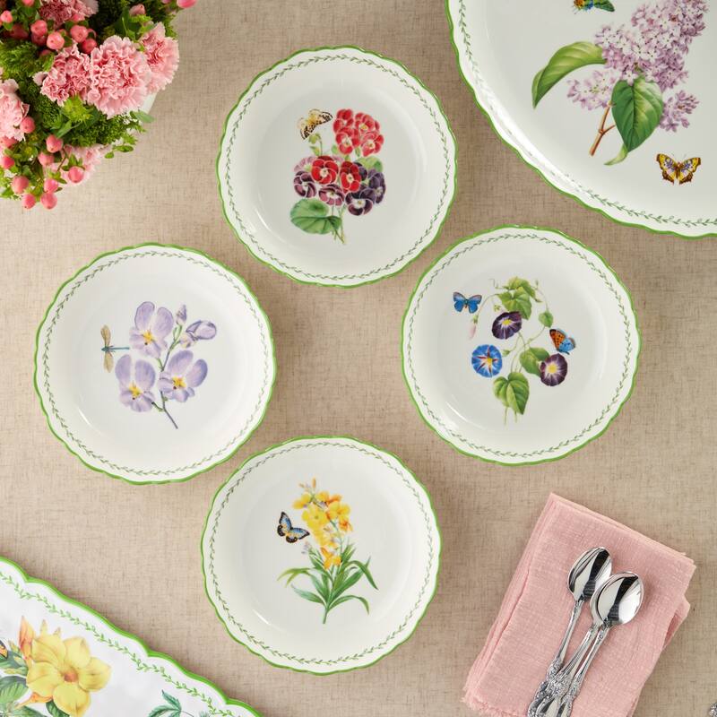 Certified International Mirabella 9" Soup/Cereal Bowls, Set of 4 Assorted Designs - 9.00"L x 9.00"W x 2.00"H