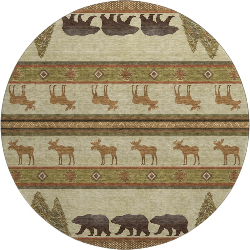Premium Washable Super Soft Bear Moose Lodge Mayfield Rug
