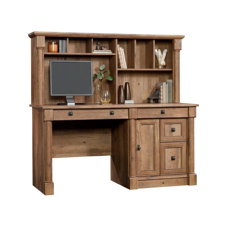 Pallada Computer Desk With Hutch - Vintage Oak