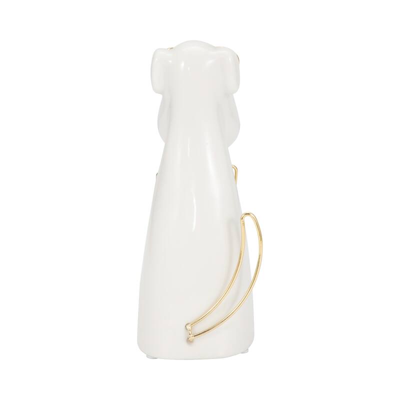 Sagebrook Home Glam Stoneware and Metal Dog Figurine with Bowtie and Glasses - Elegant Decorative Accent Sculpture