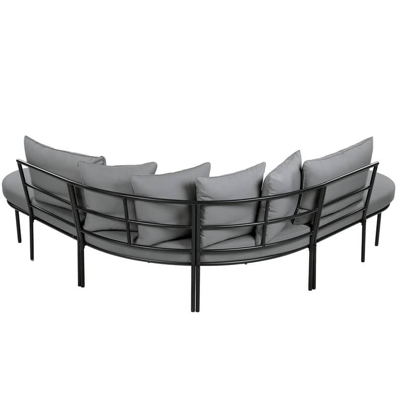 Half-Moon Outdoor Sofa Set With Coffee Table‌
