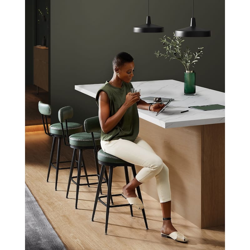360 Swivel Bar Stools with Backrest and Steel Legs Footrest Perfect for Dining Room Set of 2