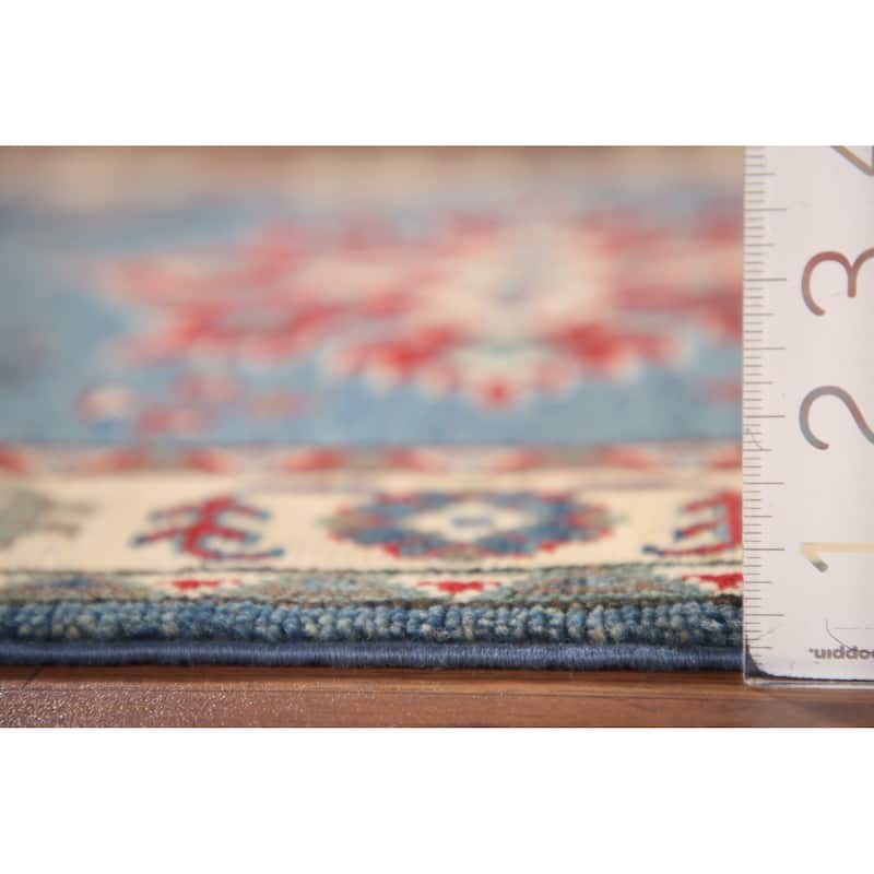 Blue Kazak Oriental Accent Rug Handmade Wool Carpet - 2'8" x 3'10"