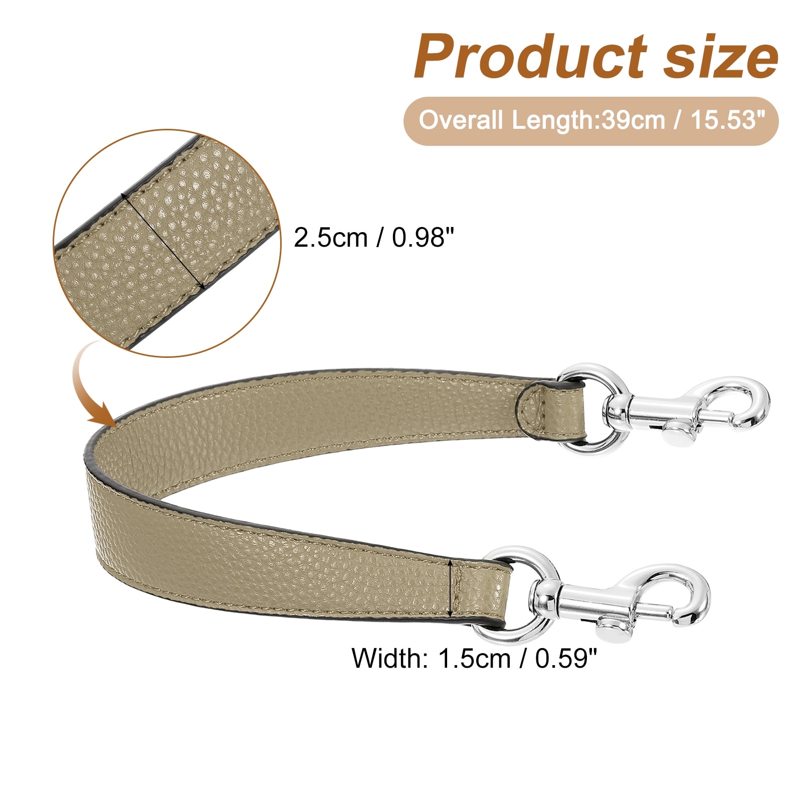 PU Leather Short Bag Strap with Clasp, Purse Handles Handbags Replacement Straps for Clutch Bag