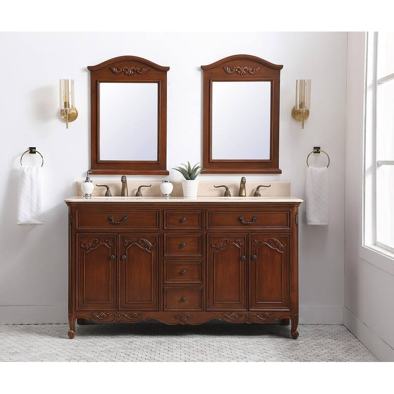 60" Double Bathroom Vanity Sink - Brown