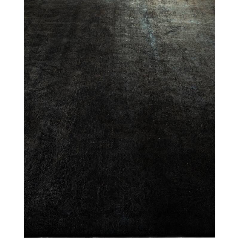 Overton Hand Knotted Wool Vintage Inspired Modern Contemporary Overdyed Black Area Rug - 8' 4" x 10' 5"
