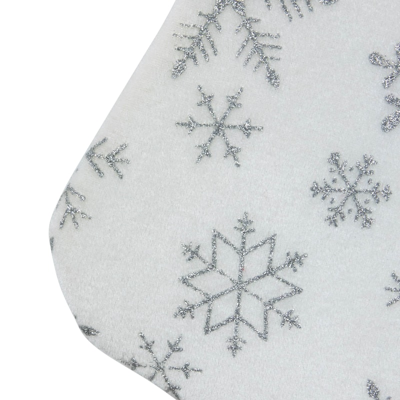19" White and Silver Snowflakes Christmas Stocking