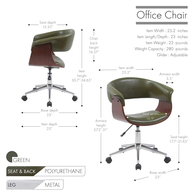 Carson Carrington Heby Faux Leather Mid-Century Office Chair