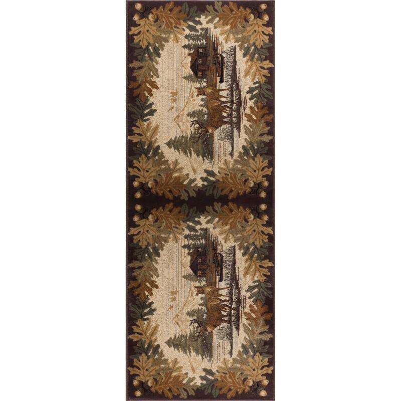 Natural Lodge Novelty Graphic Indoor Area Rug