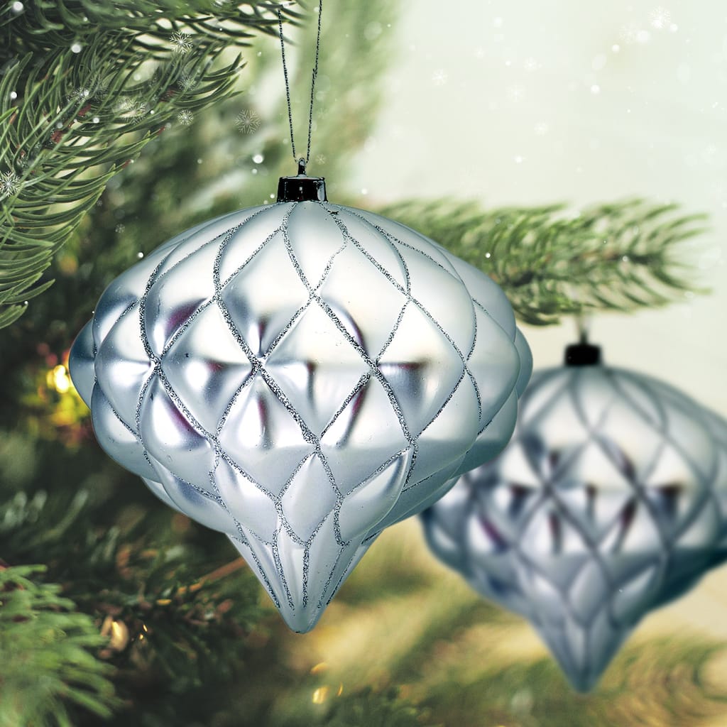 6" Shatterproof Plastic Matt Diamond Onion Finial Box of 2