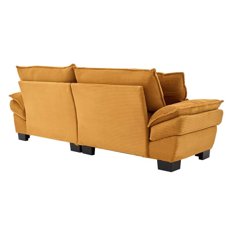 Corduroy Upholstered Loveseat Sofa, 2 Seater Sofa with Pillows, Deep Seat Sectional Sofa with Removable Cushions
