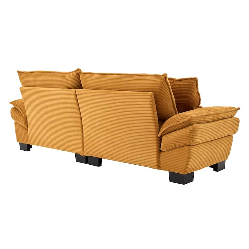 Yellow Corduroy Upholstered Sofa Sleeper Loveseat with Pillows