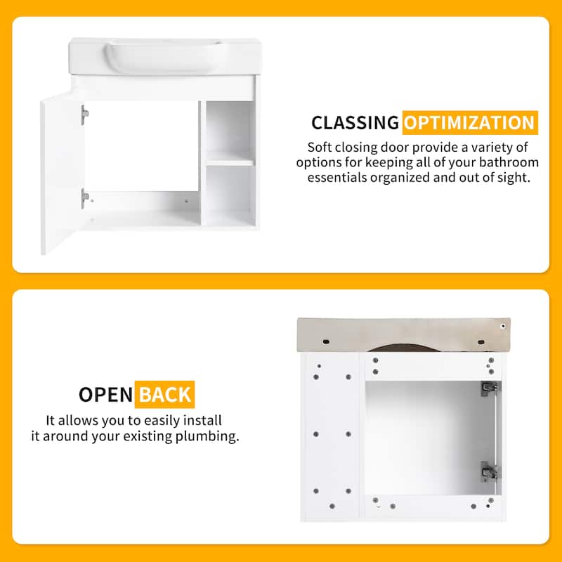Beingnext 24"/28" Bathroom Vanity with Sink, Floating Bathroom Vanity with Soft Close Door and Shelf