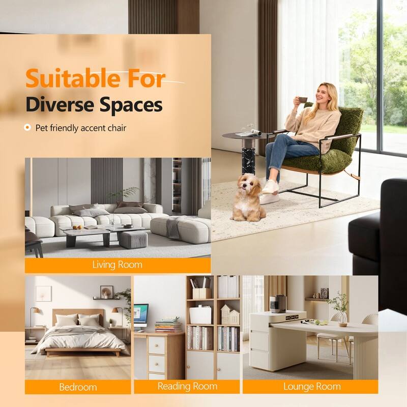 Lazy Chair - Rubber Wood Arms, Iron Frame (Living Room/Bedroom)