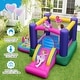 preview thumbnail 5 of 7, Inflatable Bounce House with Slide Splash Pool Basketball Hoop and Ring Tossing Games - 116.5" x 113" x 72"