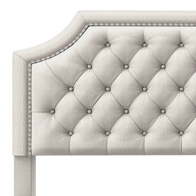 Moasis Linen Upholstered Platform Bed Velvet Bed Frame with Adjustable Headboard