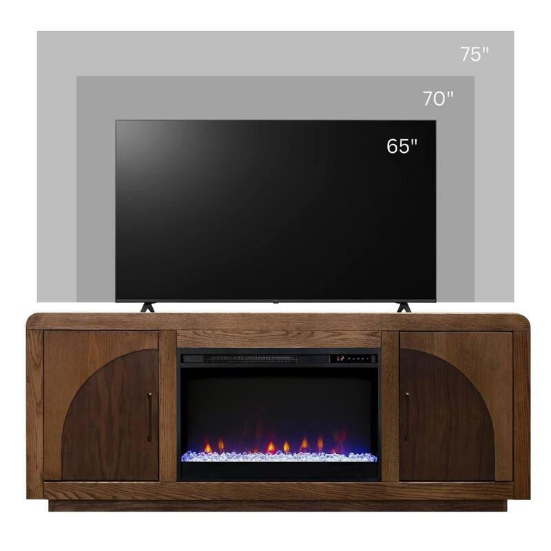 Bridgevine Home Eclipse 65 inch Fireplace TV Stand, for TVs up to 75 inches, Two-Tone Finish