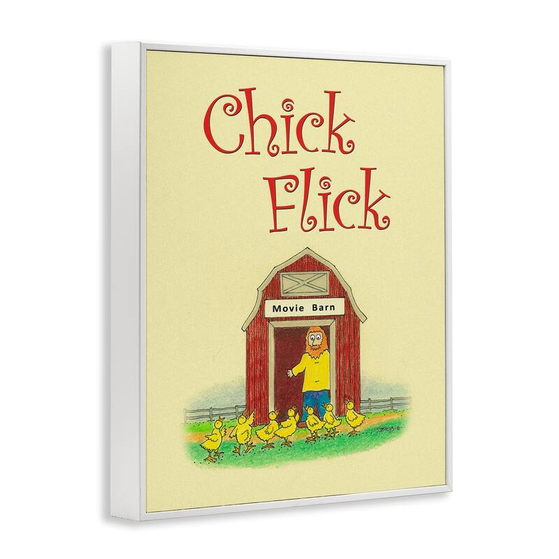 Stupell Chick Flick Vintage Pun Framed Giclee Art Design By Roger Straub