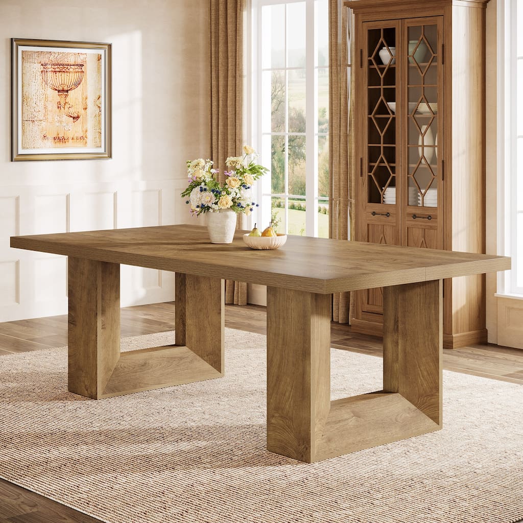 Dining Table for 6 People, 63'' Rectangular Kitchen Table with Strong Geometric Legs