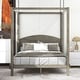 preview thumbnail 7 of 27, King /Queen Size Canopy Platform Bed with Headboard and Support Legs, Grey/Brown