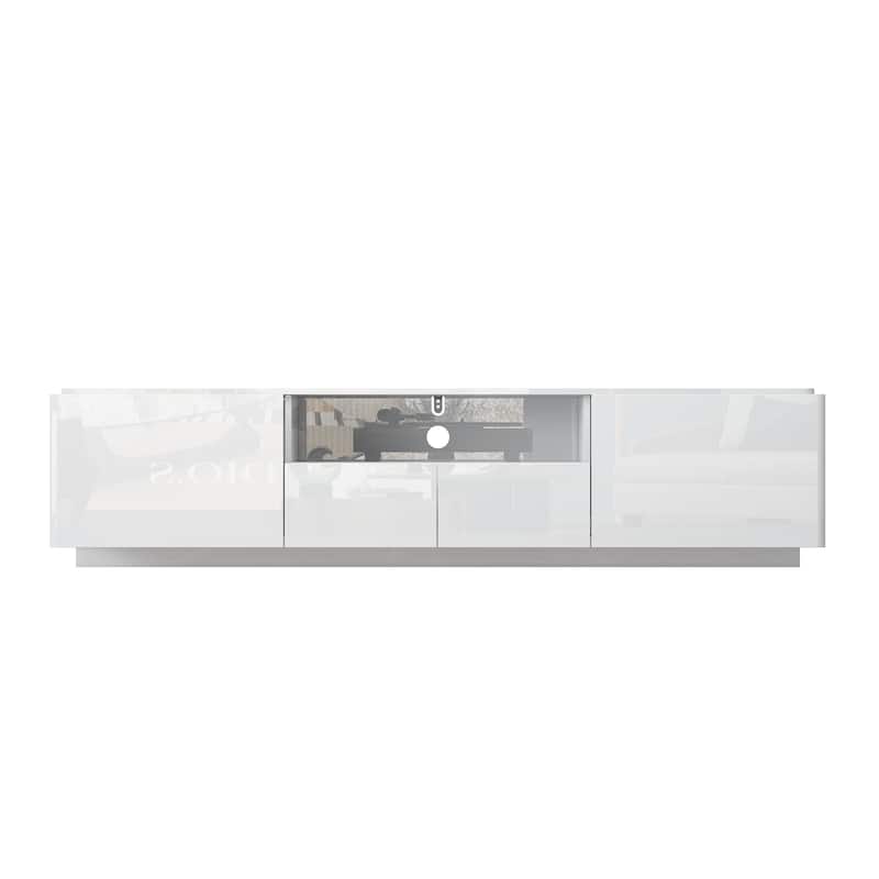 LED TV Stand Entertainment Center 85" TV High Gloss Console Cabinet