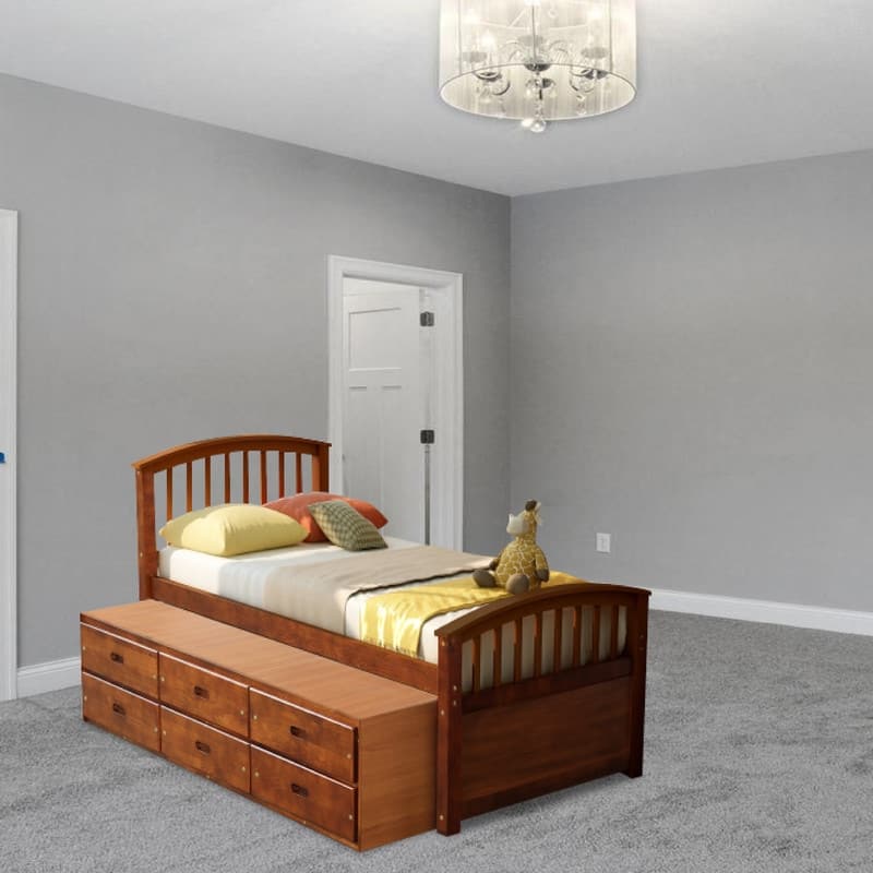 Constructed drawer bed Walnut bed furniture Solid Wood storage bed