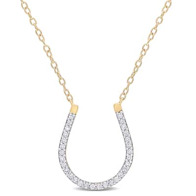 Miadora 1/6ct TDW Diamond Horseshoe Necklace in Yellow Plated Sterling Silver
